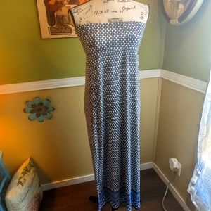 Max Studio Blue and White Maxi Dress Medium